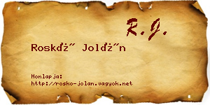 Roskó Jolán névjegykártya