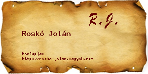 Roskó Jolán névjegykártya
